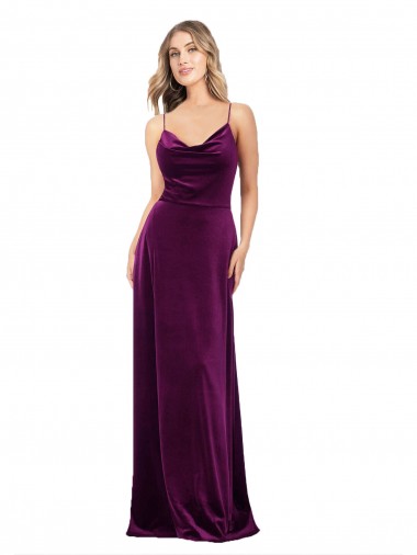 Draped Neckline Spaghetti Straps Velvet Prom Dress Clearance
