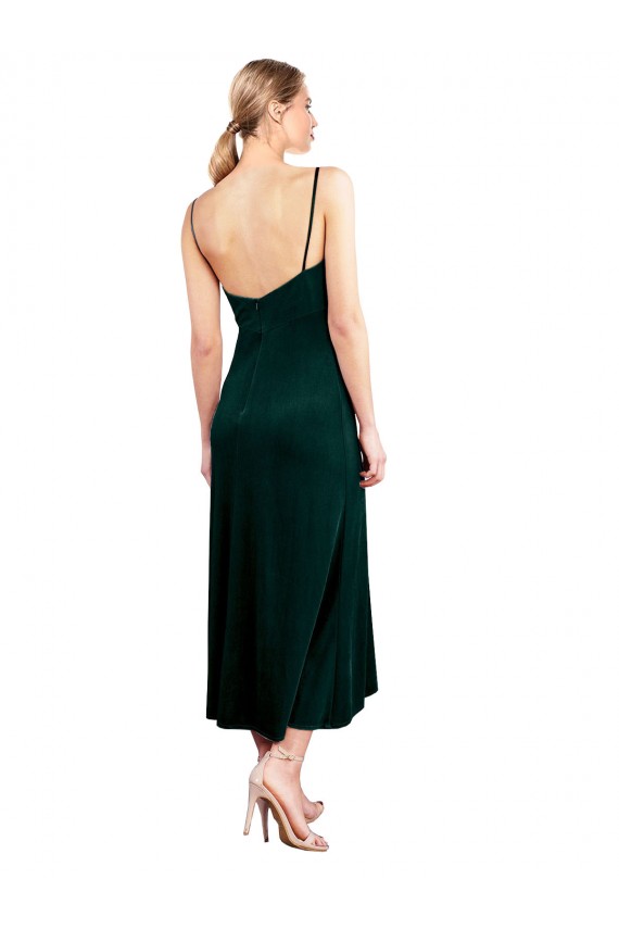 Midi Length Cowl Neck Velvet Slip Cocktail Prom Dress / Homecoming Dress Clearance