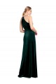 Long Jewel Neck Full Length Velvet Prom Dress with Side Slit Clearance