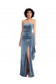 Strapless Velvet Maxi Prom Dress with Draped Skirt Clearance