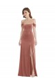 Off the Shoulder Flounce Sleeve Velvet Maxi Prom Dress & Pockets Clearance