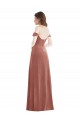 Off the Shoulder Flounce Sleeve Velvet Maxi Prom Dress & Pockets Clearance