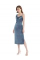 Midi Length Asymmetrical One Shoulder Velvet Slip Prom Dress Clearance