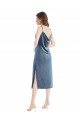 Midi Length Asymmetrical One Shoulder Velvet Slip Prom Dress Clearance