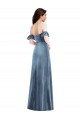 Ruffle Sleeve Off the Shoulder Velvet Maxi Prom Dress Clearance