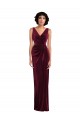 Draped Skirt Faux Wrap Velvet Maxi Prom Dress Clearance