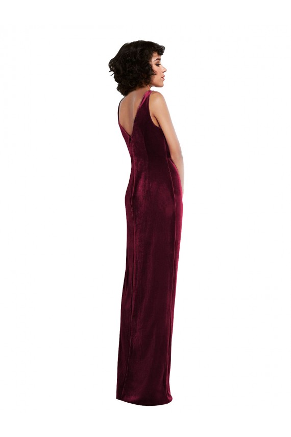 Draped Skirt Faux Wrap Velvet Maxi Prom Dress Clearance