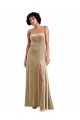 Square Neck Velvet Maxi Prom Dress with Front Slit & Pockets Clearance
