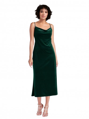 Midi Length Cowl Neck Velvet Short Slip Cocktail Prom Dress / Homecoming Dress Clearance