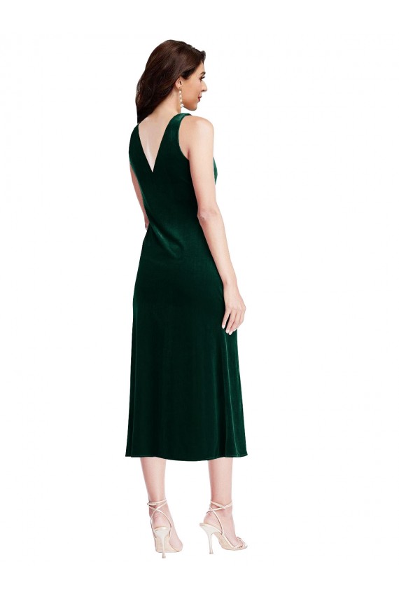 Cowl Neck Velvet Midi Length Cocktail Prom Dress / Homecoming Dress Clearance