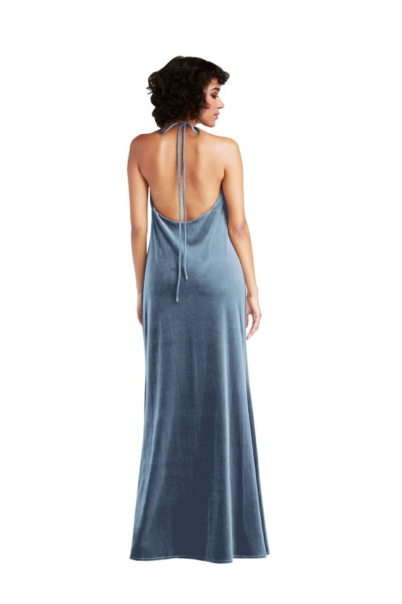 Cowl Neck Velvet Maxi Slip Prom Dress Clearance