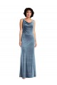 Floor Length Cowl Neck Long Stretch Velvet Maxi Prom Dress Clearance