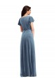Flutter Sleeve Velvet Wrap Maxi Prom Dress with Pockets Clearance