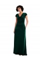 Cowl Neck Cap Sleeve Velvet Maxi Prom Dress with Pockets Clearance