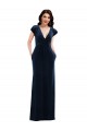Flutter Sleeve Wrap Bodice Velvet Maxi Prom Dress with Pockets Clearance