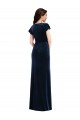 Flutter Sleeve Wrap Bodice Velvet Maxi Prom Dress with Pockets Clearance