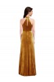 High-Neck Halter Velvet Maxi Prom Dress with Front Slit Clearance