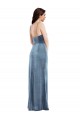 Spaghetti Strap Velvet Maxi Prom Dress with Draped Skirt Clearance