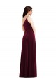 One Shoulder Spaghetti Strap Velvet Maxi Prom Dress with Pockets Clearance