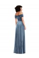 Draped Cuff Off the Shoulder Velvet Maxi Prom Dress with Pockets Clearance