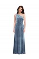 One Shoulder Draped Velvet Maxi Prom Dress Clearance