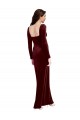 Sleek Square Neck Spaghetti Straps Velvet Prom Dress with Side Slit Clearance