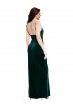 Straight Neckline Spaghetti Straps Long Velvet Prom Dress with High Side Slit Clearance
