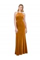 Halter Neckline Long Full Length Velvet Prom Dress with Strappy Back Clearance