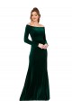 Off the Shoulder Long Sleeves Stretch Velvet Prom Dress Clearance