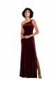 One Shoulder Floor-Length Velvet Prom Dress Clearance
