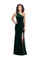 One Shoulder Velvet Trumpet Prom Dress with Front Slit Clearance