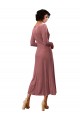 Long Sleeve Velvet Faux Wrap Midi Length Prom Dress Clearance