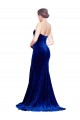 Strapless Ruched Velvet Prom Dress with Sweep Train and Front Slit Clearance