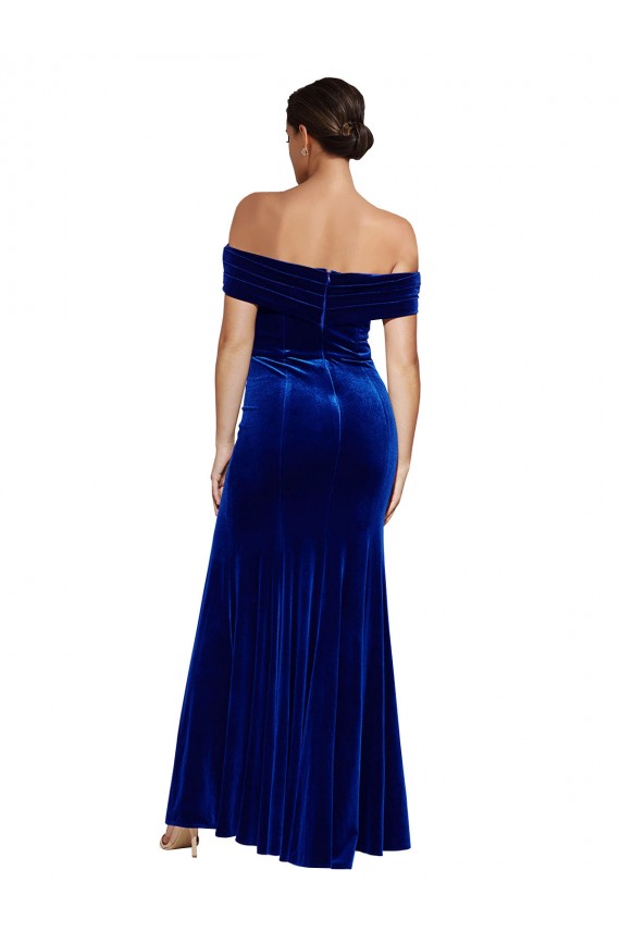 Full Length Long Velvet Prom Dress with Side Split Clearance