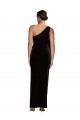 One Shoulder Long Velvet Prom Dress with Side Split and Shoulder Tie Clearance