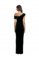 Long Asymmetric Neckline Ruched Velvet Prom Dress Clearance