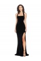 Halter Neck Wide Straps Long Velvet Prom Dress with Side Split Clearance
