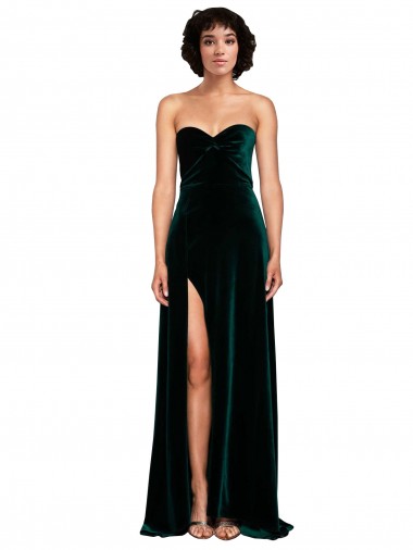 Sweetheart Fluid Velvet Prom Dress with High Split Clearance